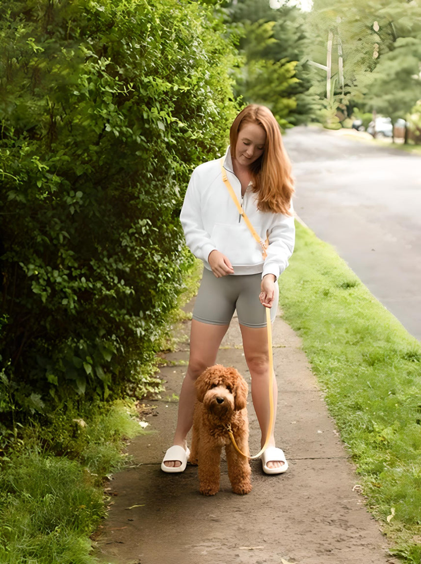 LAISSE IMPERMÉABLE MAIN LIBRE POUR CHIEN - FRAMBOISE