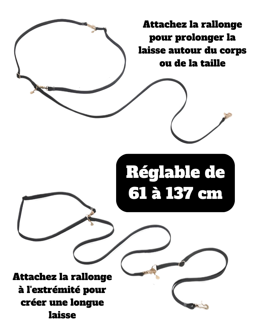 RALLONGE DE LAISSE POUR CHIEN - NOIR
